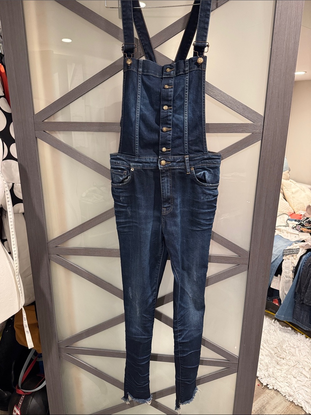 PRPS Dark Blue Denim Overalls with Contrast Stitching